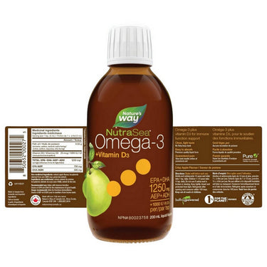 NutraSea Omega-3 + Vitamin D Crisp Apple Flavour 200 ml by NutraSea