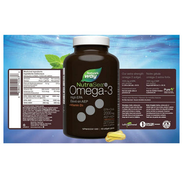 NutraSea HP + D Omega-3 Liquid Gels Fresh Mint 60 Count by NutraSea