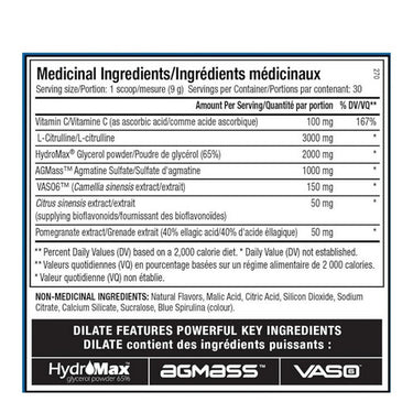 ANS Performance, Dilate Nitric Oxide  Blue Bomb, 270 Grams