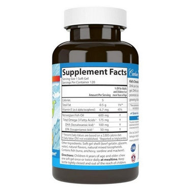 Carlson, Kid's Chewable DHA Softgels Orange, 100mg, 120 Count