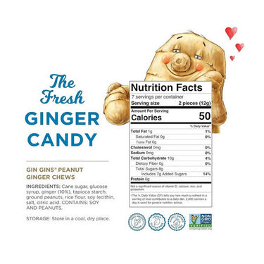 Ginger People, Gin Gins Peanut Chewy Ginger Candy, 84 Grams (12 Count)