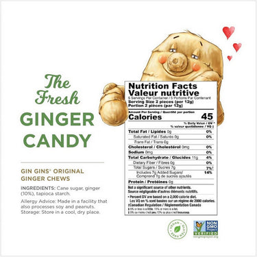 Ginger People, Gin Gins Original Chewy Ginger Candy, 60 Grams (12 Count)