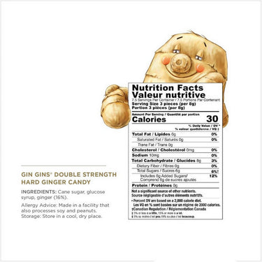 Ginger People, Gin Gins Double Strength Hard Ginger Candy, 60 Grams (12 Count)