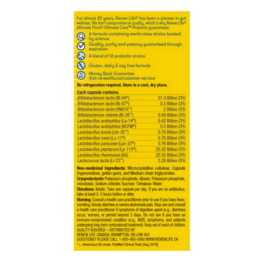 Renew Life, Ultimate Flora Ultimate Care, 100 Billion, 14 Vegetarian Capsules