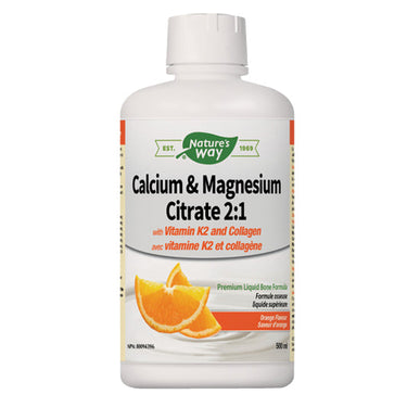 Calcium & Magnesium Citrate 2:1 with Vitamin K2 & Collagen Orange 16.9 Oz by Nature's Way