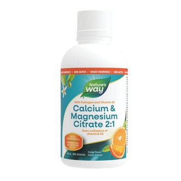 Calcium & Magnesium Citrate 2:1 with Vitamin K2 & Collagen Orange 16.9 Oz by Nature's Way