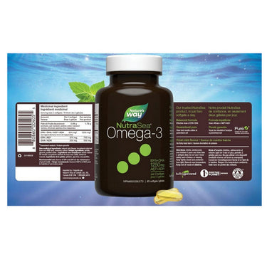 Omega-3 Liquid Gels Fresh Mint 60 Count by NutraSea