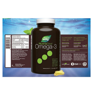 Omega-3 Liquid Gels Fresh Mint 150 Count by NutraSea