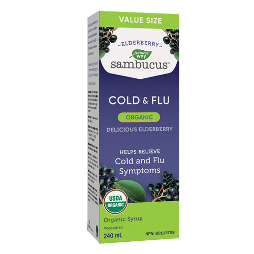 Sambucus Organic Elderberry Cold & Flu Syrup 240 ml by Nature's Way