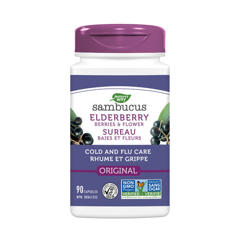 Sambucus Elderberry Cold & Flu capsules 90 Veg caps by Nature's Way