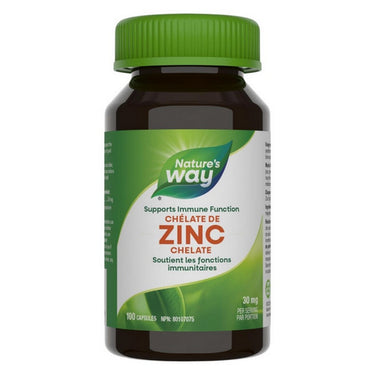 Nature's Way, Zinc Chelate (zinc bisglycinate), 30 mg, 100 Caps