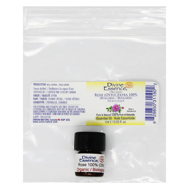 Divine Essence, Organic Essential Oil Rose (Otto) Extra 100%, 1 Ml