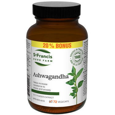 Ashwagandha Capsules BONUS 72 Caps by St. Francis Herb Farm Inc.