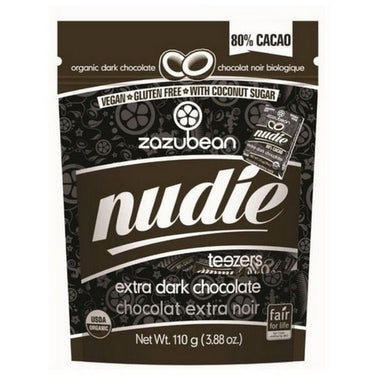 Organic Nudie Dark Chocolate Bar with Coconut Sugar Teezers 110 Grams by Zazubean