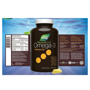 NutraSea+ D Omega-3 Liquid Gels Fresh Mint 150 Count by NutraSea