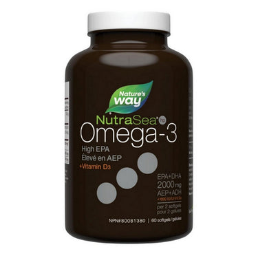 NutraSea HP + D Omega-3 Liquid Gels Fresh Mint 60 Count by NutraSea
