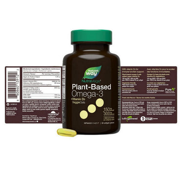 NutraVege+D Omega-3 Plant Liquidgels Fresh Mint 30 Softgels by Nature's Way