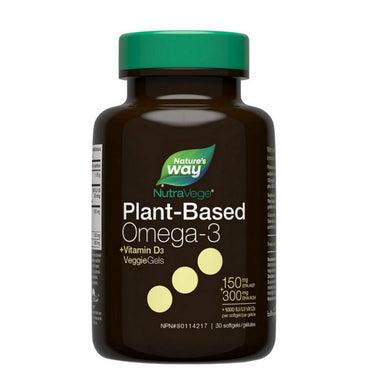NutraVege+D Omega-3 Plant Liquidgels Fresh Mint 30 Softgels by Nature's Way