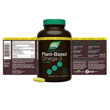 NutraVege Omega-3 Plant Liquidgels Fresh Mint 75 Count by Nature's Way