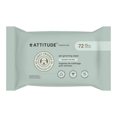 Natual Pet Care Pet Grooming Wipes Unscented 72 Count by Attitude