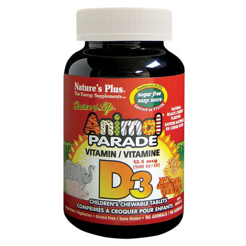 Animal Parade Sugar Free Vitamin D3 Black Cherry 90 Count by Natures Plus