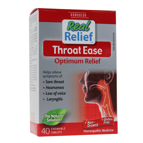 Real Relief Throat Ease 40 Tabs by Homeocan