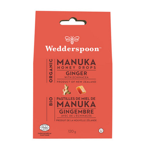 Org Manuka Honey Drops Ginger 120 Grams by Wedderspoon