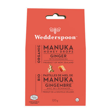 Org Manuka Honey Drops Ginger 120 Grams by Wedderspoon