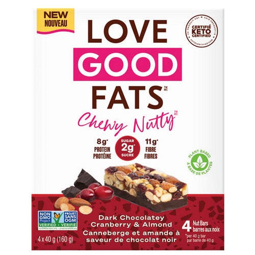 Dark Chocolatey Cranberry Almond 4 Count by Love Good Fats