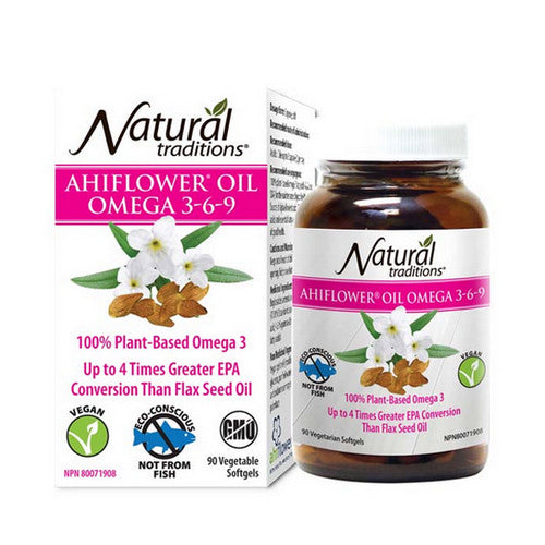 Ahiflower Oil Omega 3-6-9 90 VegCaps by Organic Traditions