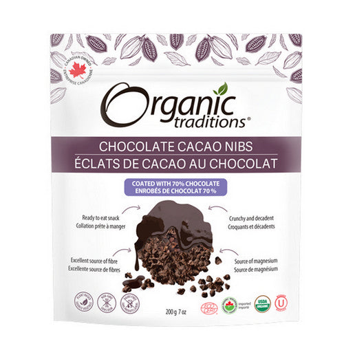 Chocolate Cacao Nibs 70% Chocolate 200 Grams by Organic Traditions