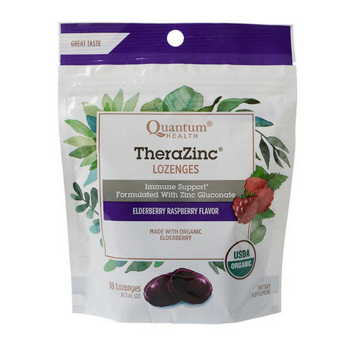 Organic TheraZinc Elderberry Lozeng 18 Count by Quantum