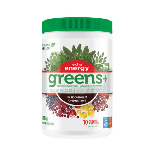 Greens+ Extra Energy Dark Chocolate 148 Grams by Genuine Health