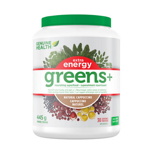 Greens+ Extra Energy Cappuccino 445 Grams by Genuine Health