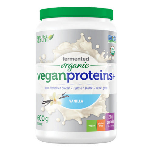 Fermented Organic Vegan Protein+ Vanilla 600 Grams by Genuine Health