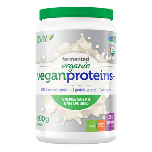 Fermented Organic Vegan Protein+ Unflavored 600 Grams by Genuine Health