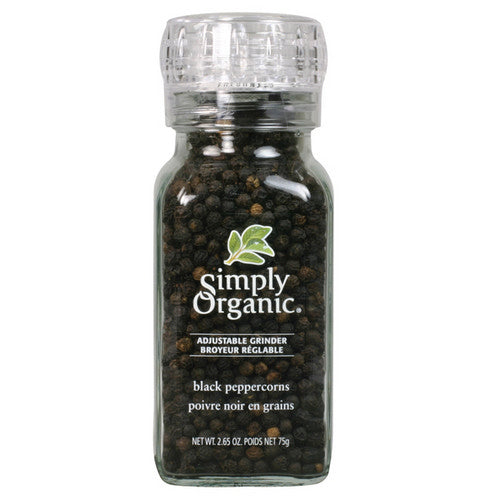 Black Peppercorn Grinder 75 Grams by Simply Organic