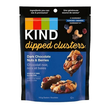 Dipped Clusters Dark Chocolate Nuts and Berries 113 Grams by Kind