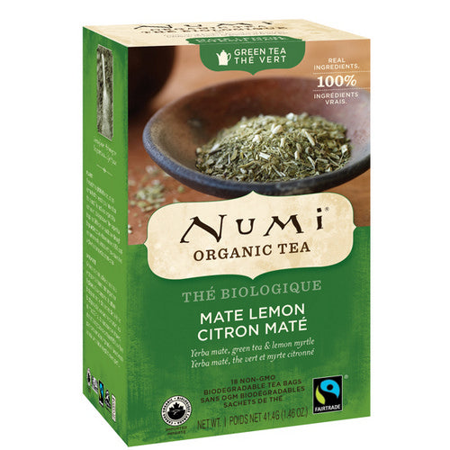 Organic Mate Lemon Green Tea 18 Count by Numi