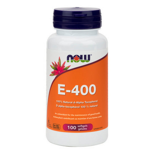 E-400 100% Natural D Alpha Tocopheryl 100 Softgels by Now
