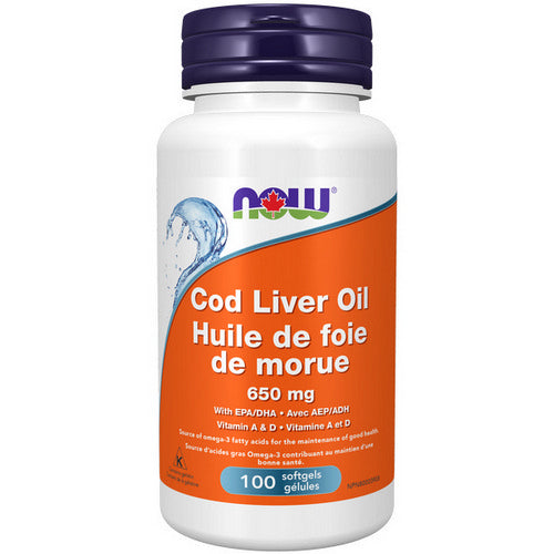 Cod Liver Oil Double Strength Vitamin A & D 100 Softgels by Now
