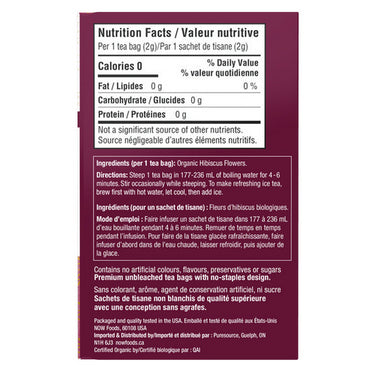 Organic Hibiscus Tea 24 Bags by Now