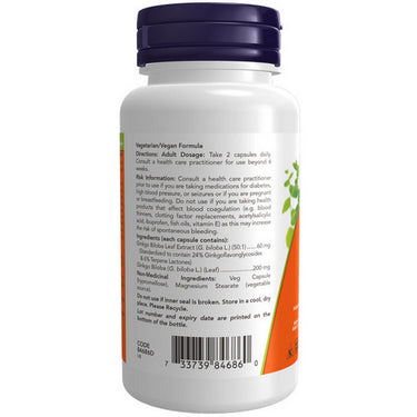 Ginkgo Biloba 24% 50:1 Ext 60 VegCaps by Now