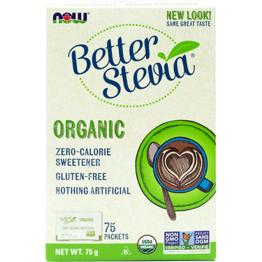 Organic Better Stevia with Inulin 75 Count by Now