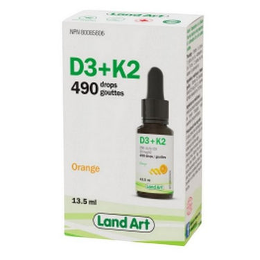 Land Art, Organic Vitamin D3 + K2, 13.5 Ml