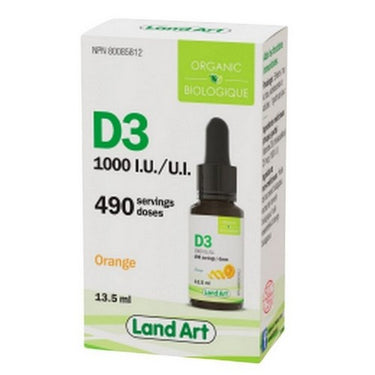 Land Art, Organic Vitamin D3 1,000 IU, 13.5 Ml