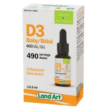 Land Art, Organic Vitamin D3 4,00 IU For Baby, 13.5 Ml