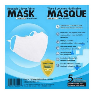 Mask for Adults White 5 Pack by Sequence Health