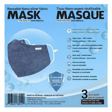 Nano Silver Adult Masks Blue 3 Pack by Sequence Health