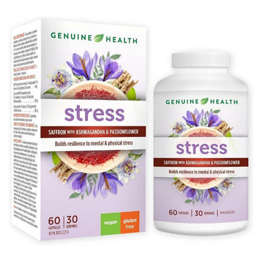 Genuine Health, Stress, Saffron and Ashwagandha 60 Caps